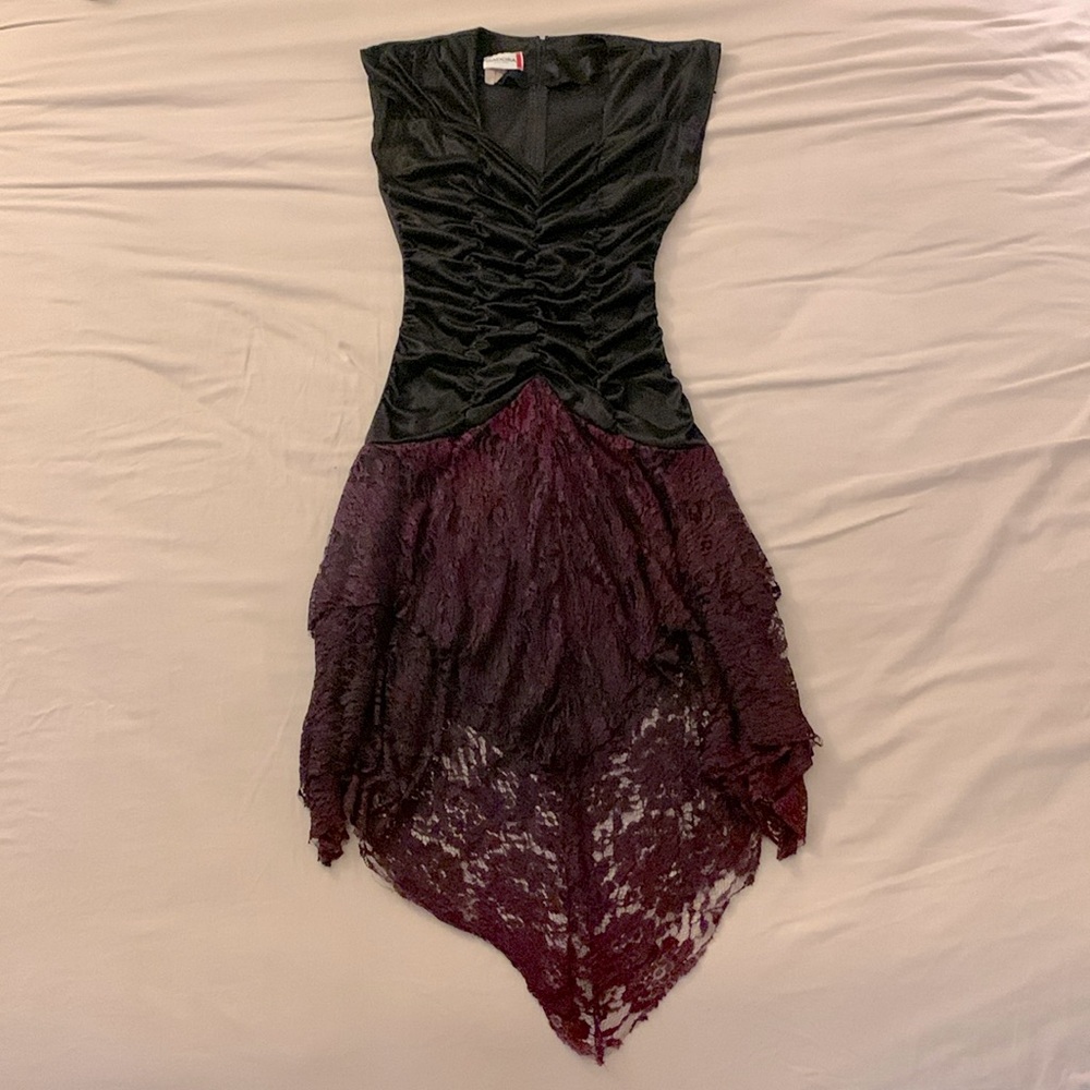 Vintage Isadora 80s Ruched Lace Dress